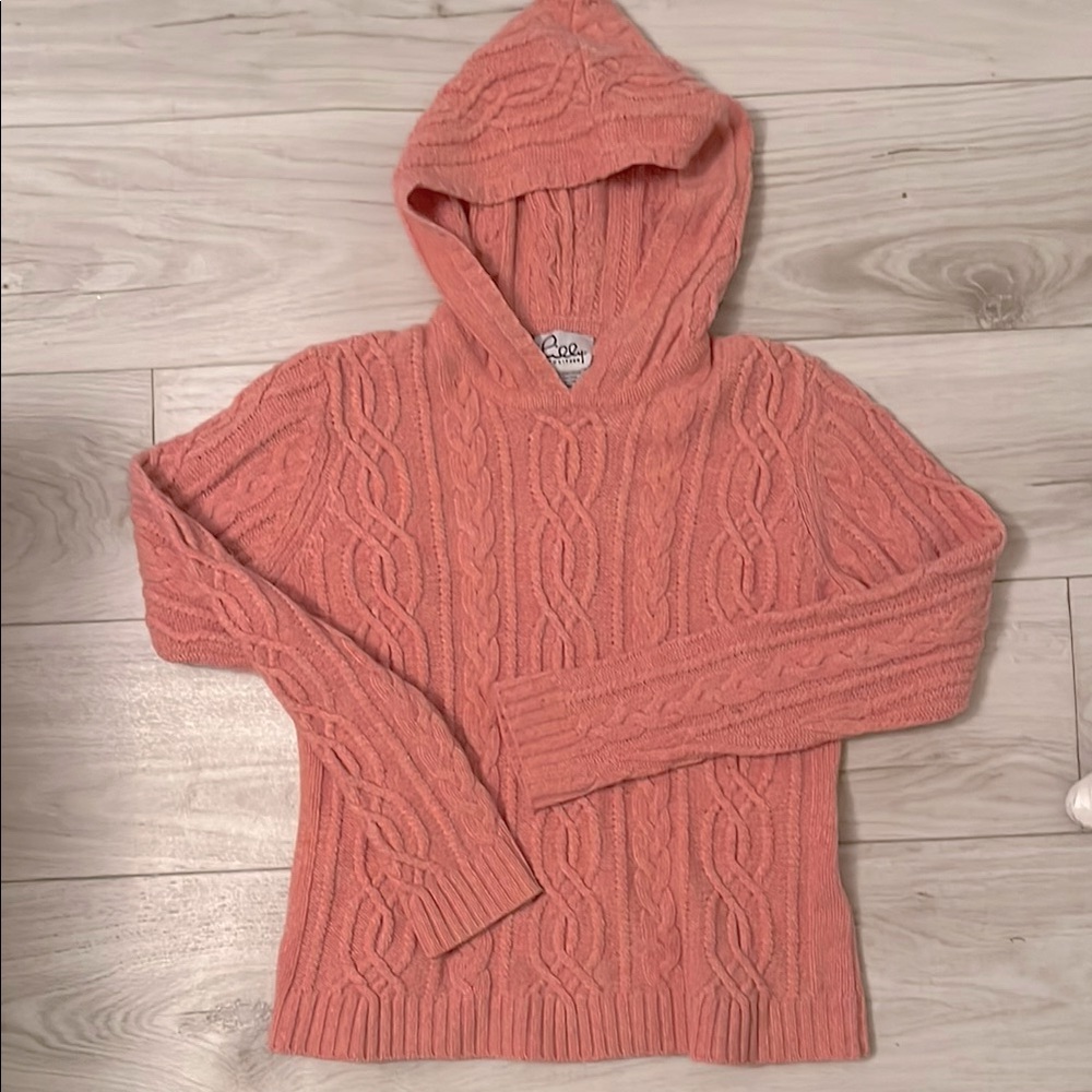 Lilly Pulitzer Peach Cable Knit Hooded Sweater